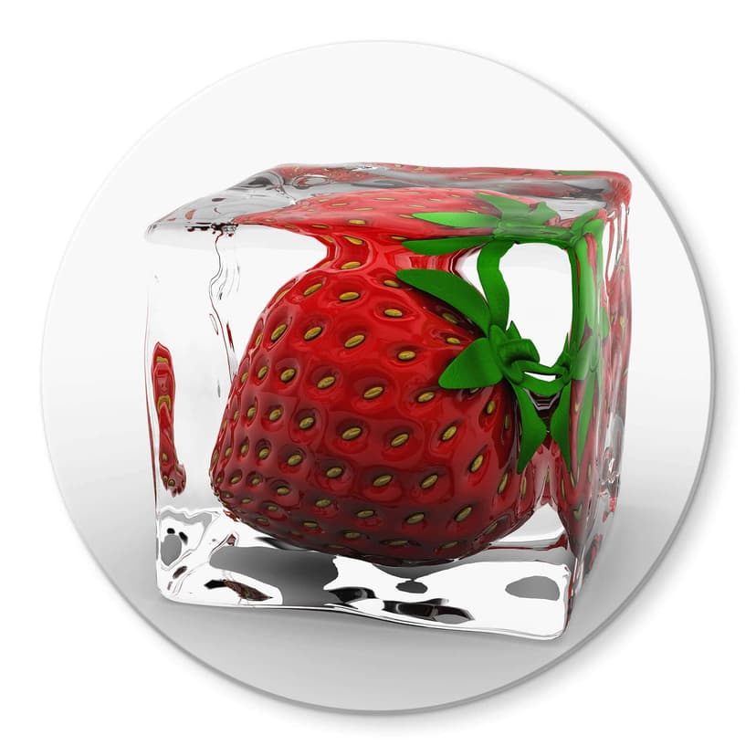 Stampa su vetro - Cubetto di ghiaccio con fragola - tondo