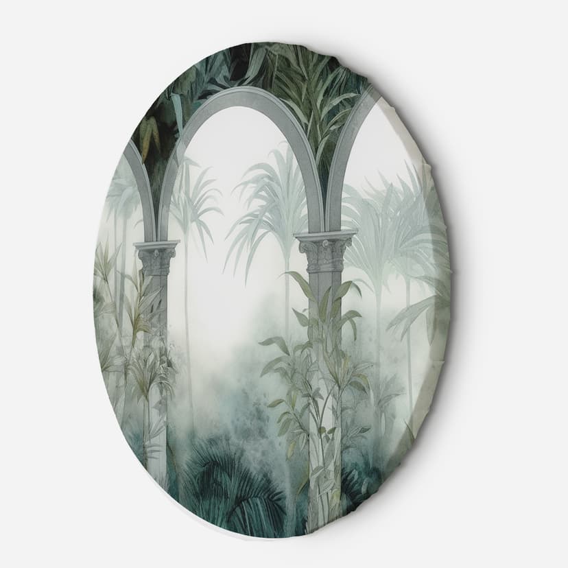 Quadro su tela rotonda Jungle Tropical Arches