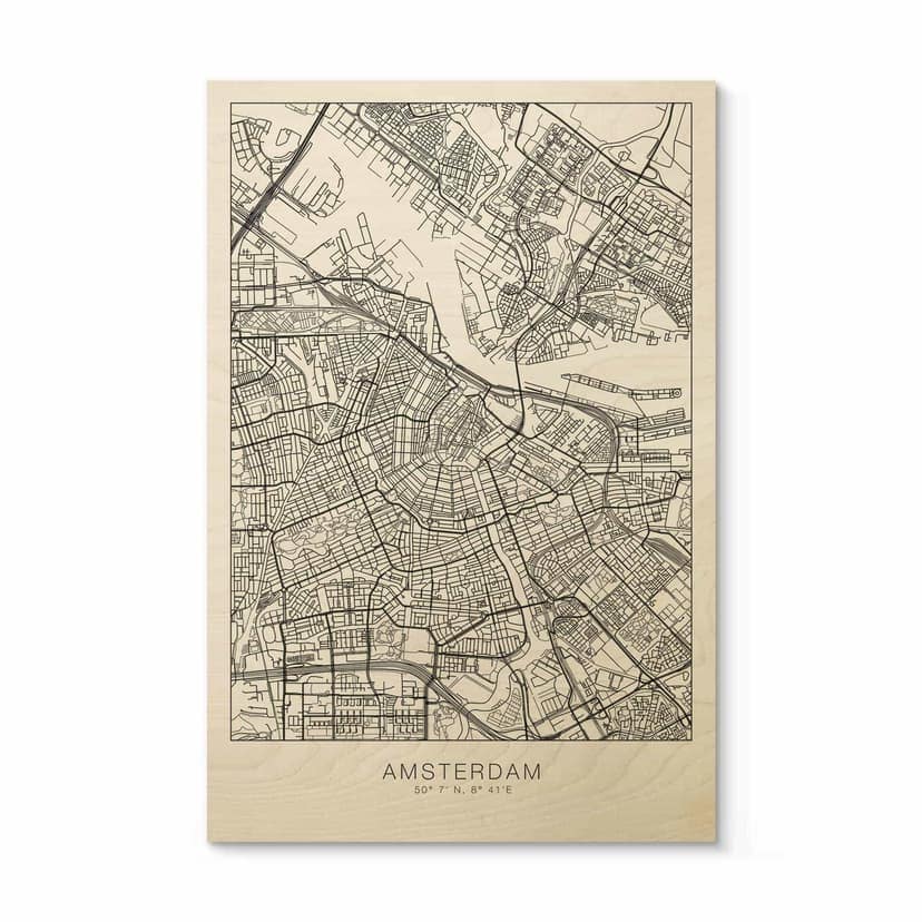 Stampa su legno - Piantina Amsterdam