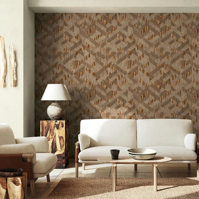 Carta da parati in tessuto non tessuto effetto legno 3D casa di campagna opaco in beige marrone