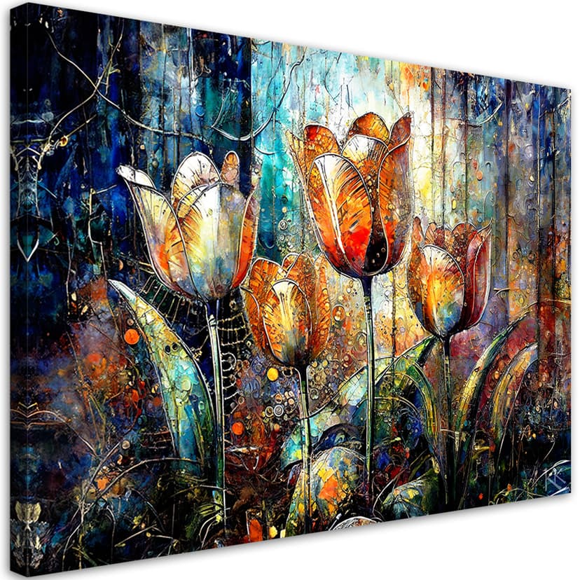 Stampa su tela, Astrazione di fiori colorati