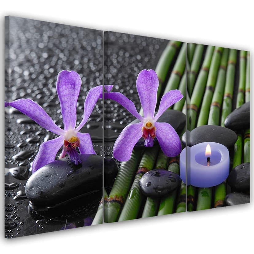 Stampa su tela 3 pezzi Candela di fiori Zen di bambù
