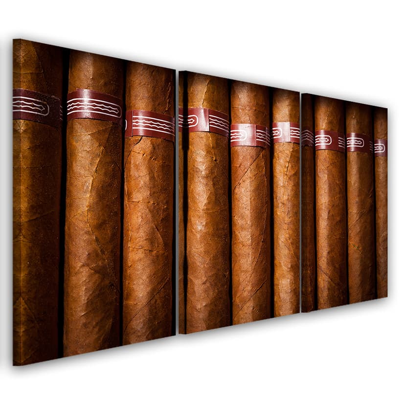 Stampa su tela 3 pezzi, sigaro cubano