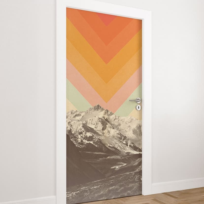 Pellicola per porte con paesaggio montano retrò - Bodart - Decorazione autoadesiva per porte