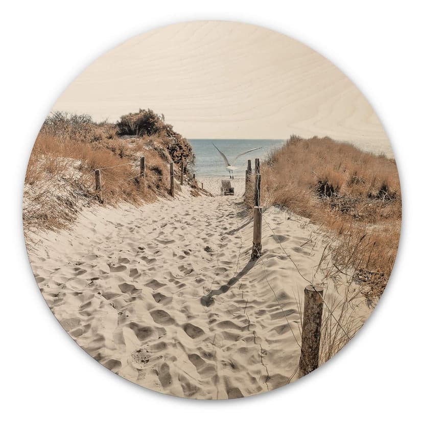 Stampa su legno di dune da spiaggia - rotonda