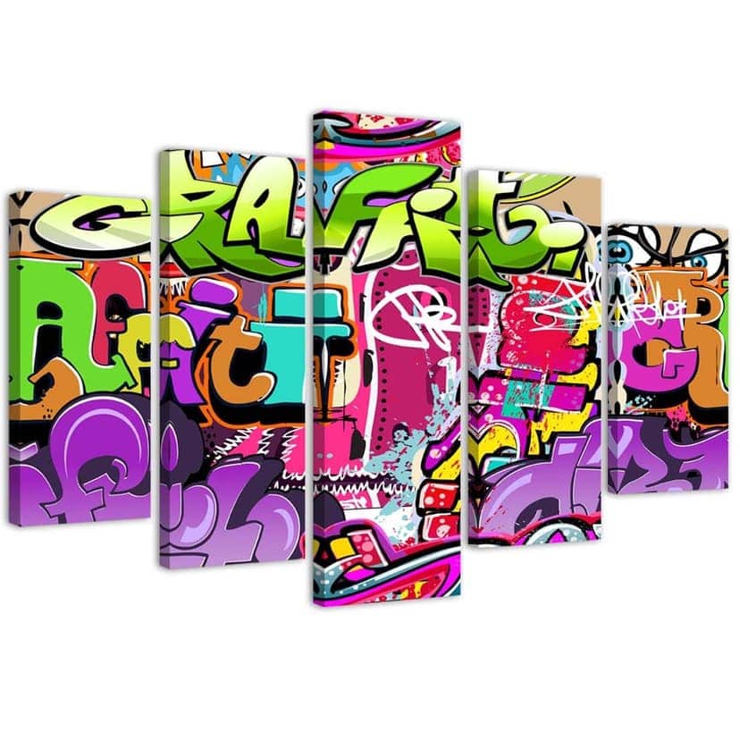 Stampa su tela 5 pezzi Astrazione dei graffiti