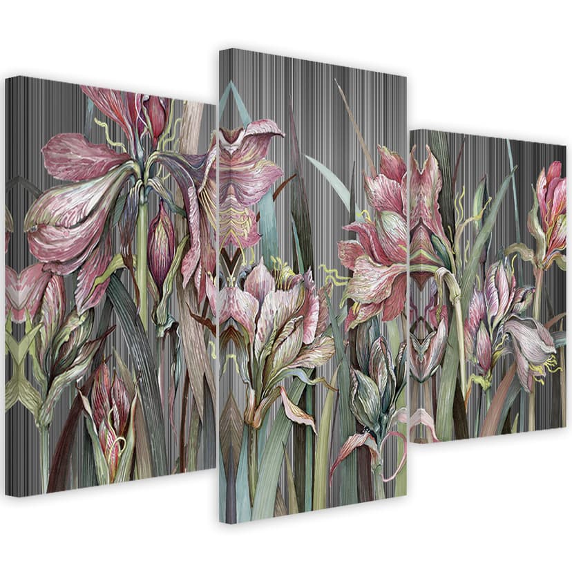 Stampa su tela 3 pezzi, fiori di iris