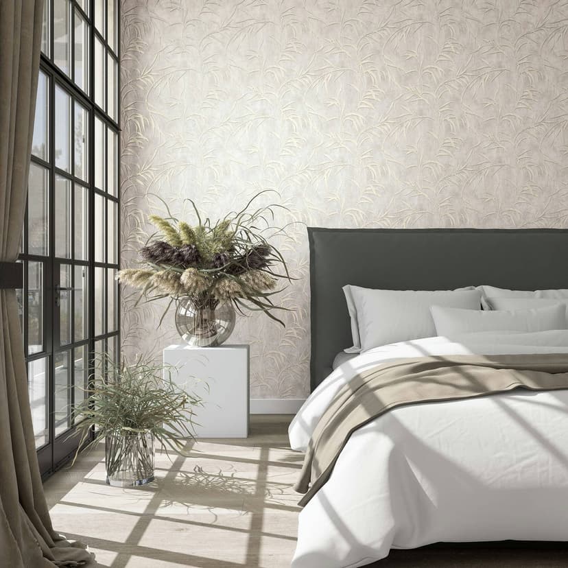Carta da parati in tessuto non tessuto beige a fiori per la camera da letto di Marburg