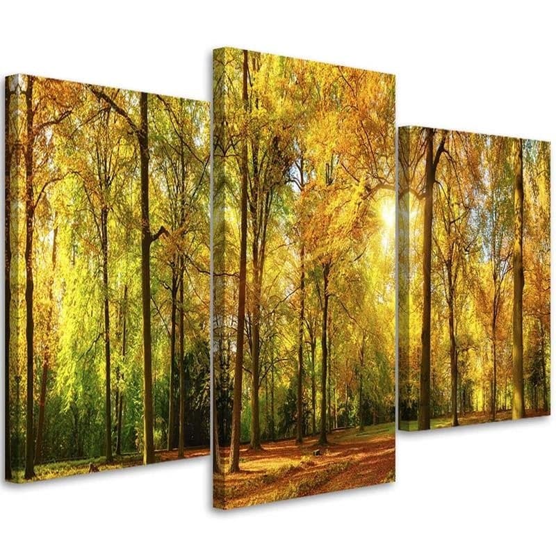 Stampa su tela 3 pezzi Foresta albero autunno giallo