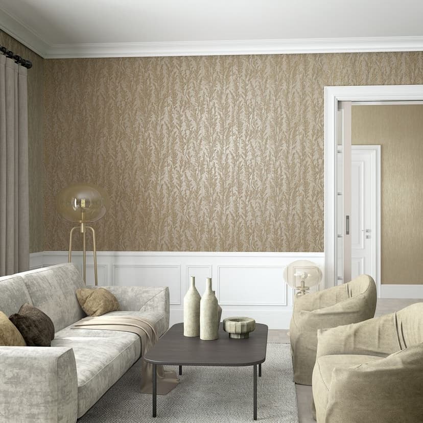 carta da parati a fiori e pile Natural Opulence in beige
