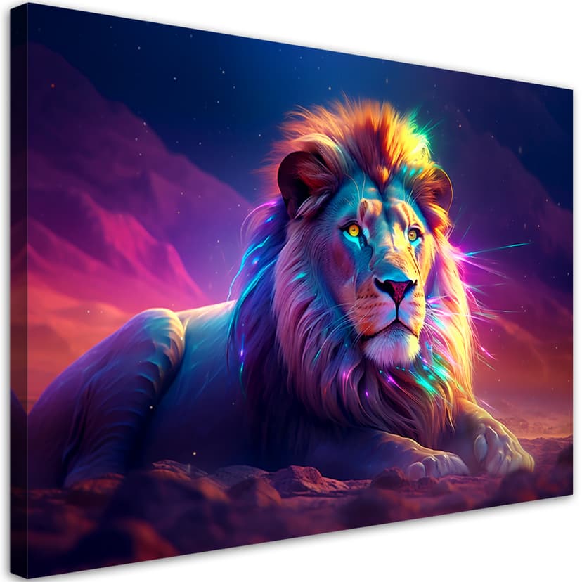 Stampa su tela neon leone Africa