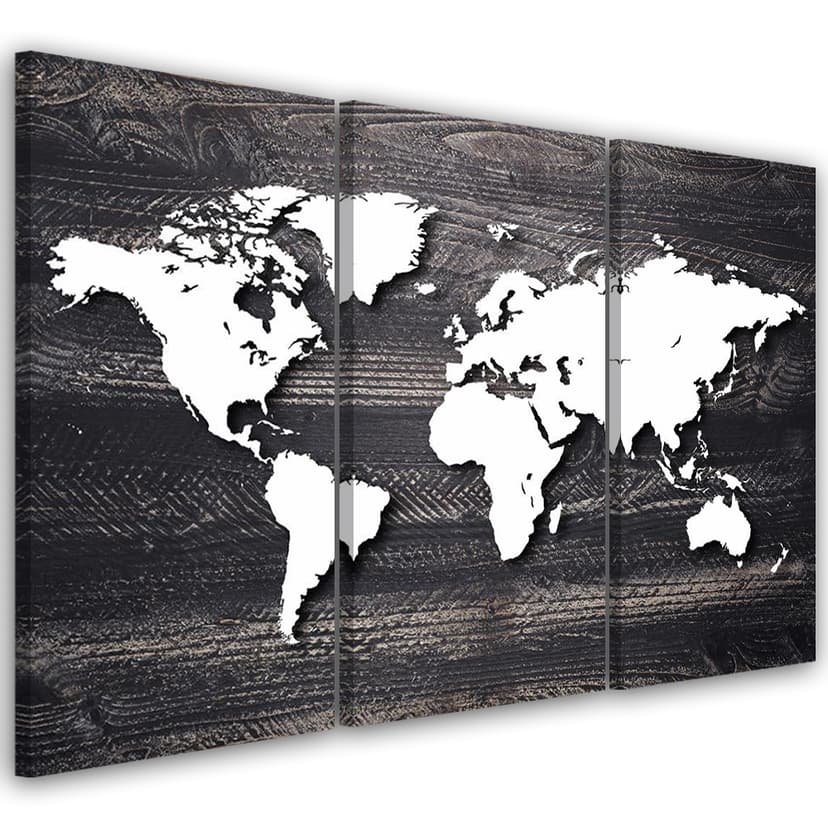 Stampa su tela 3 pezzi, mappa del mondo vintage