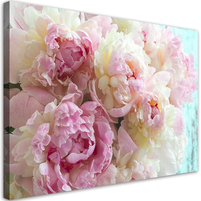 Stampe su tela, fiori di peonia rosa