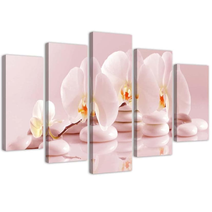 Stampa su tela 5 pezzi Fiore rosa orchidea