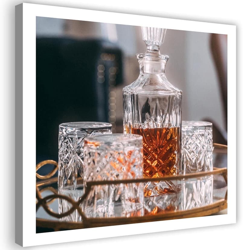 Stampe su tela, Whisky, caraffa e bicchieri