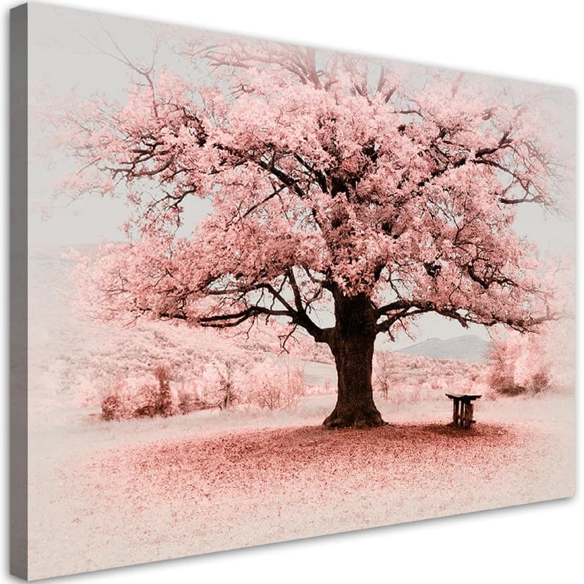 Stampe su tela, Astrazione albero rosa natura