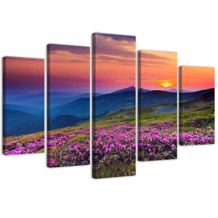 Stampa su tela 5 pezzi, paesaggio alba