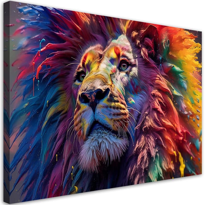 Quadro su tela Neon Lion Africa AI