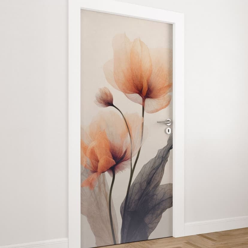 Foglio per porta Delicati fiori - Treechild - Decorazione autoadesiva per porte