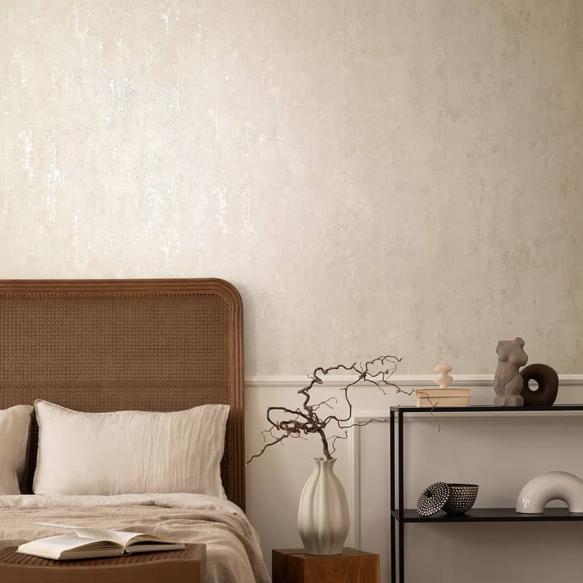 Carta da parati in tessuto non tessuto con effetto lucido beige cemento