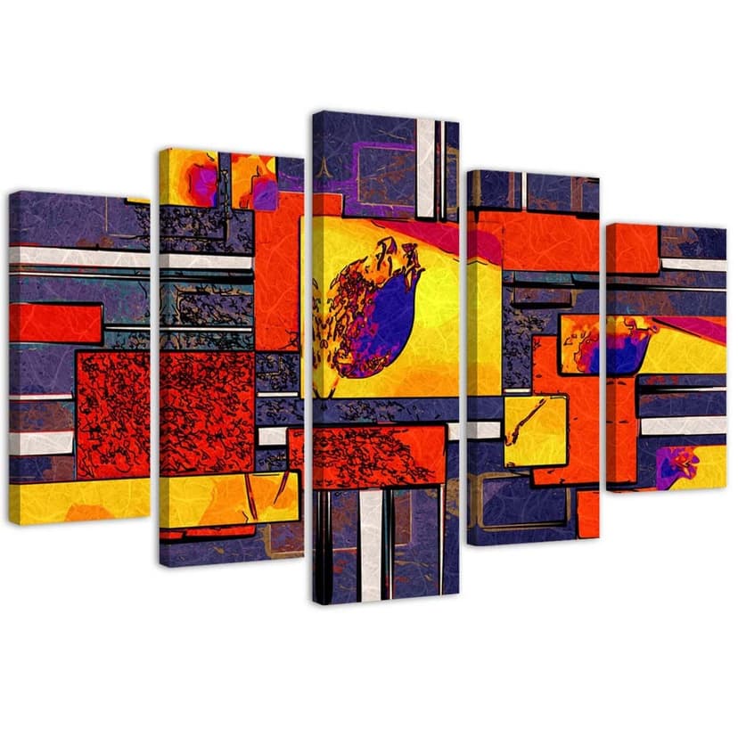 Stampa su tela 5 pezzi, astrazione colorata