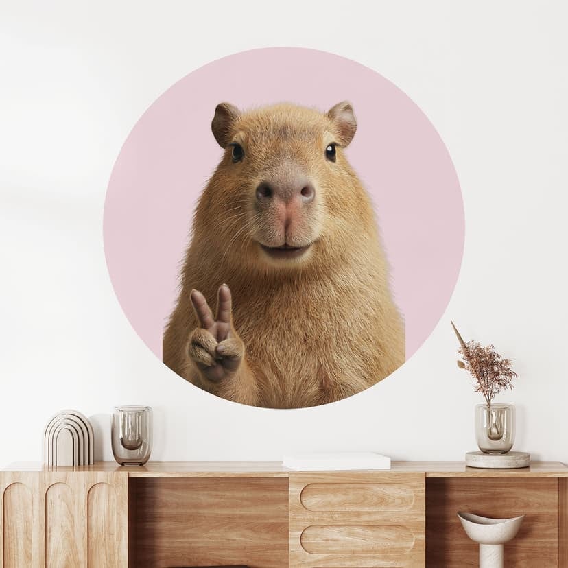 Adesivo murale Peace Capybara - Rotondo