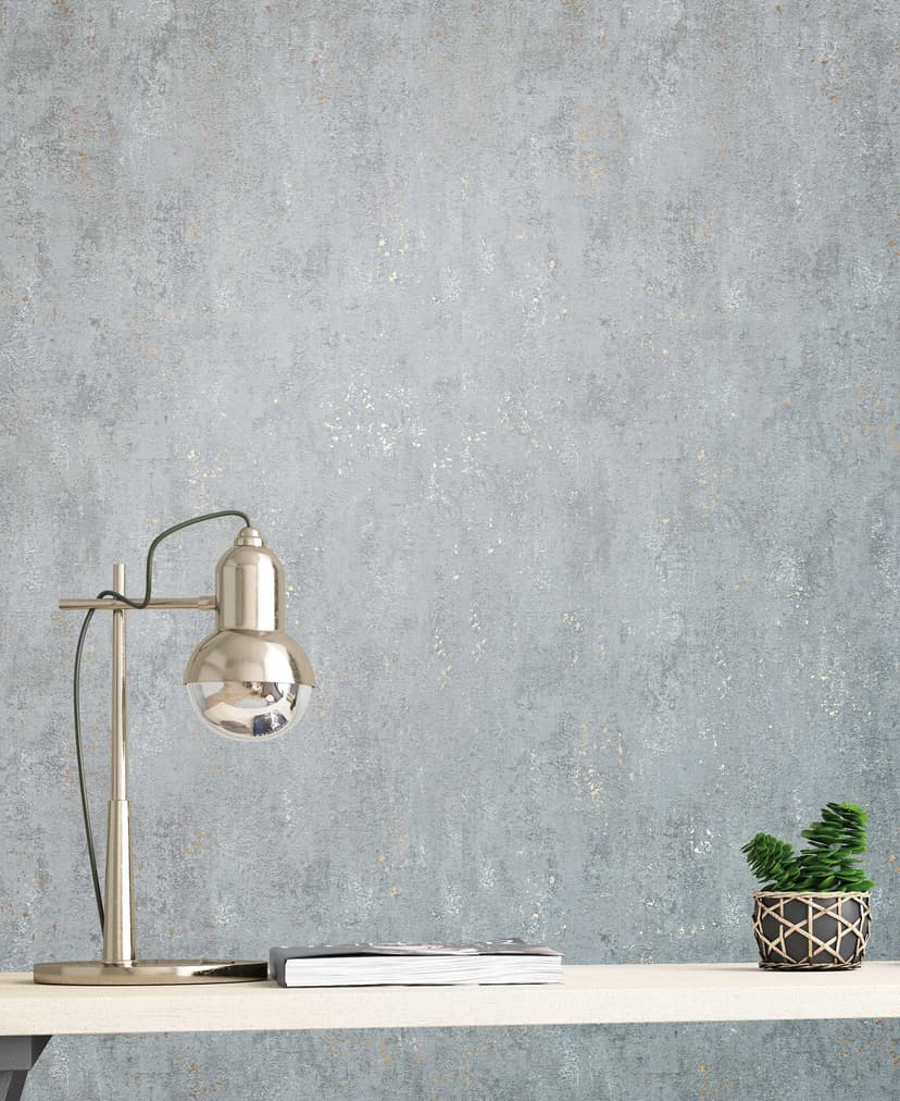 Carta da parati in tessuto non tessuto con effetto metallico chiaro in tinta unita grigio testurizzato