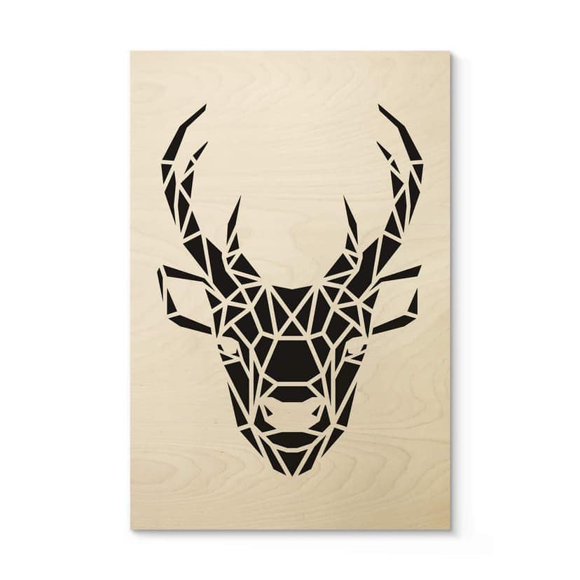 Stampa su legno - Cervo origami