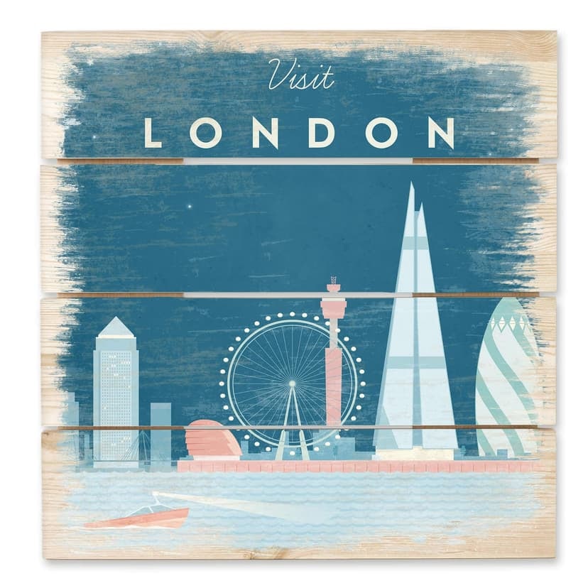 Stampa su legno Rivers - Londra