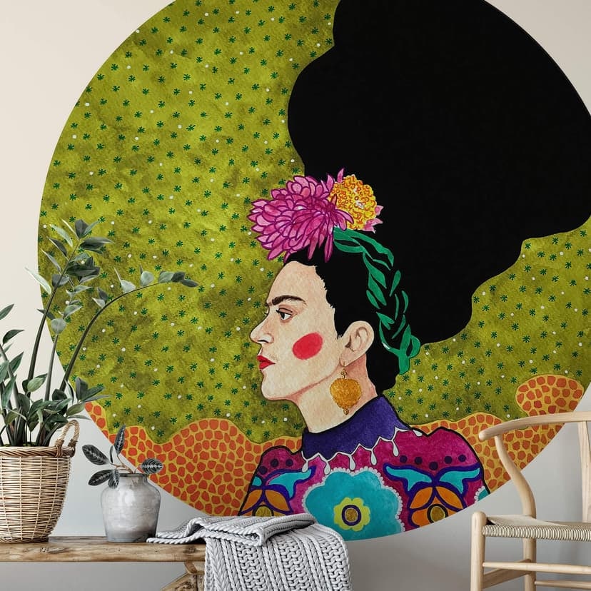 Fotomurale Hülya - Frida Portrait tondo - carta da parati in tessuto non tessuto/carta da parati in