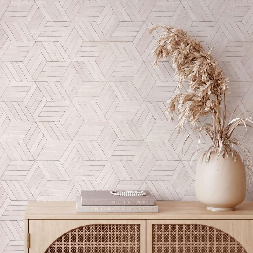 Carta da parati in tessuto non tessuto grigio effetto legno 3D Geometrico