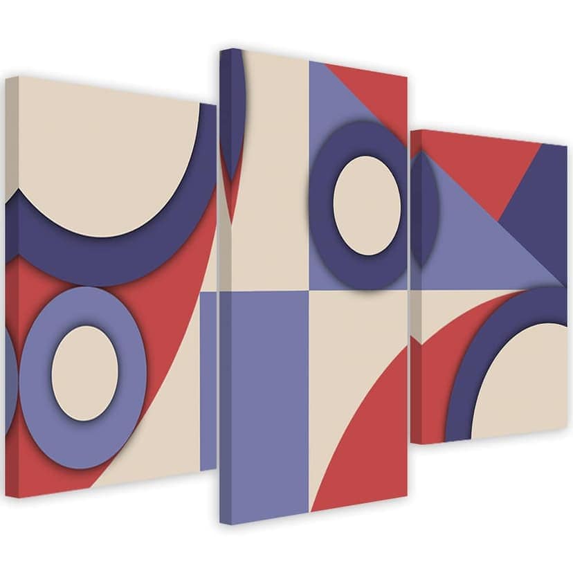 Stampa su tela in 3 parti, Forme astratte geometriche