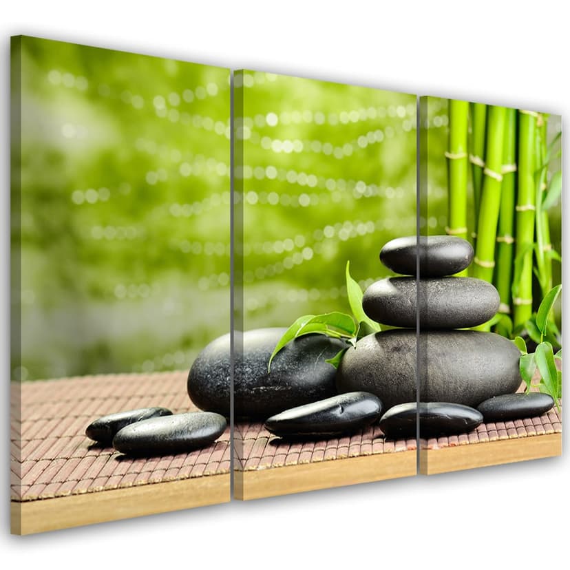 Stampa su tela 3 pezzi Stones Bamboo Zen Spa