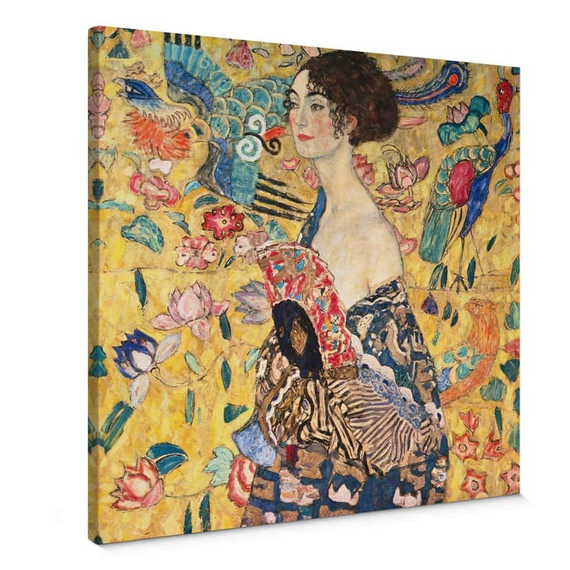 Stampa su tela - Klimt - Donna con ventaglio