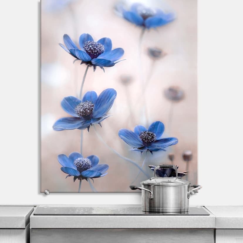 Pannello paraschizzi Disher - Cosmee blu