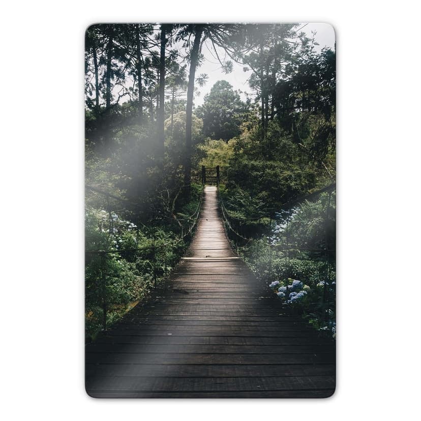 Glasbild Waldweg