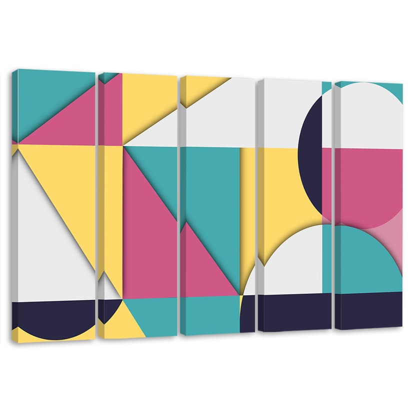 Stampa su tela 5 pezzi, Forme di astrazione geometrica