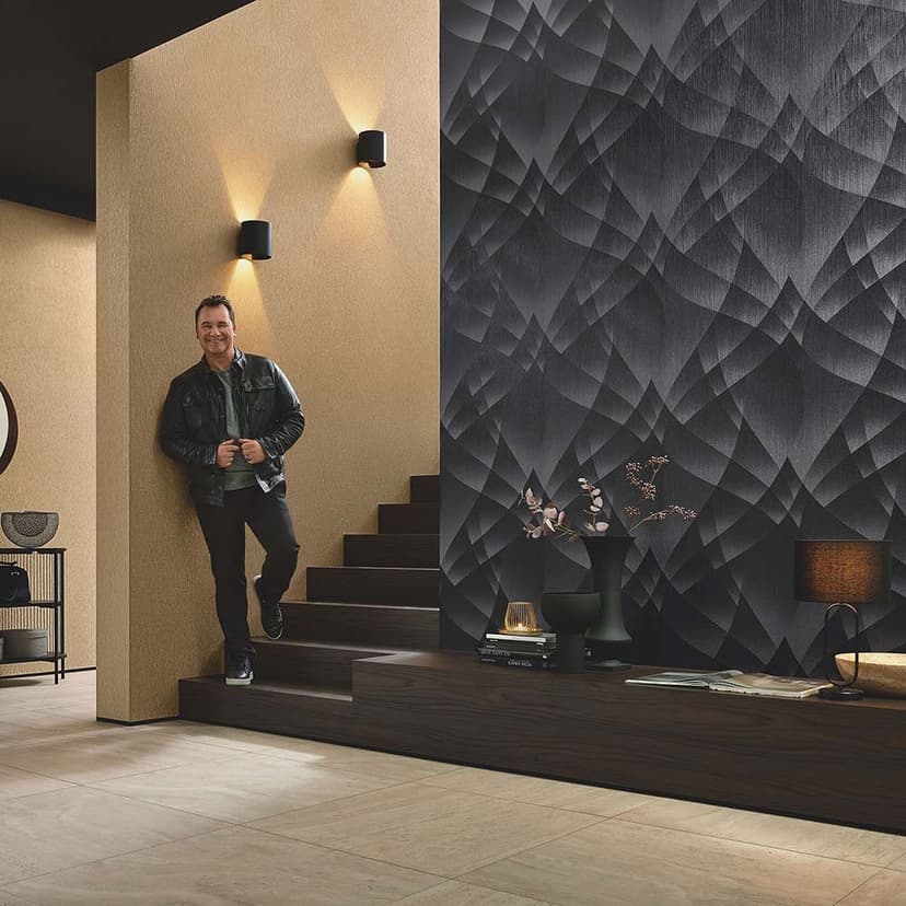 Carta da parati 3D, carta da parati geometrica Fashion for Walls 4 di Guido Maria Kretschmer nero