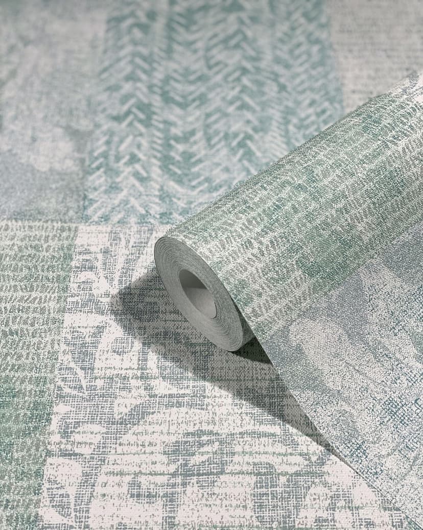 carta da parati grafica, rivestimento murale in tessuto non tessuto Novamur Yvi verde