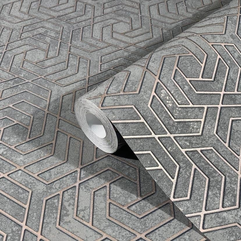 Carta da parati in tessuto non tessuto 3D look grey graphic