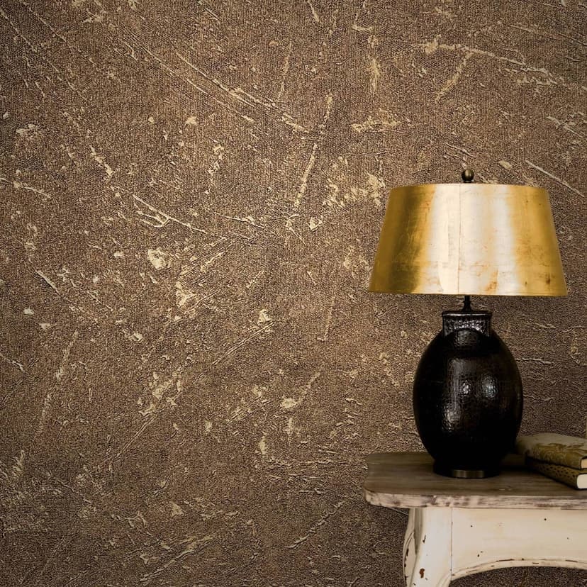 Carta da parati in tessuto non tessuto con tecnica a strappo e texture dorata