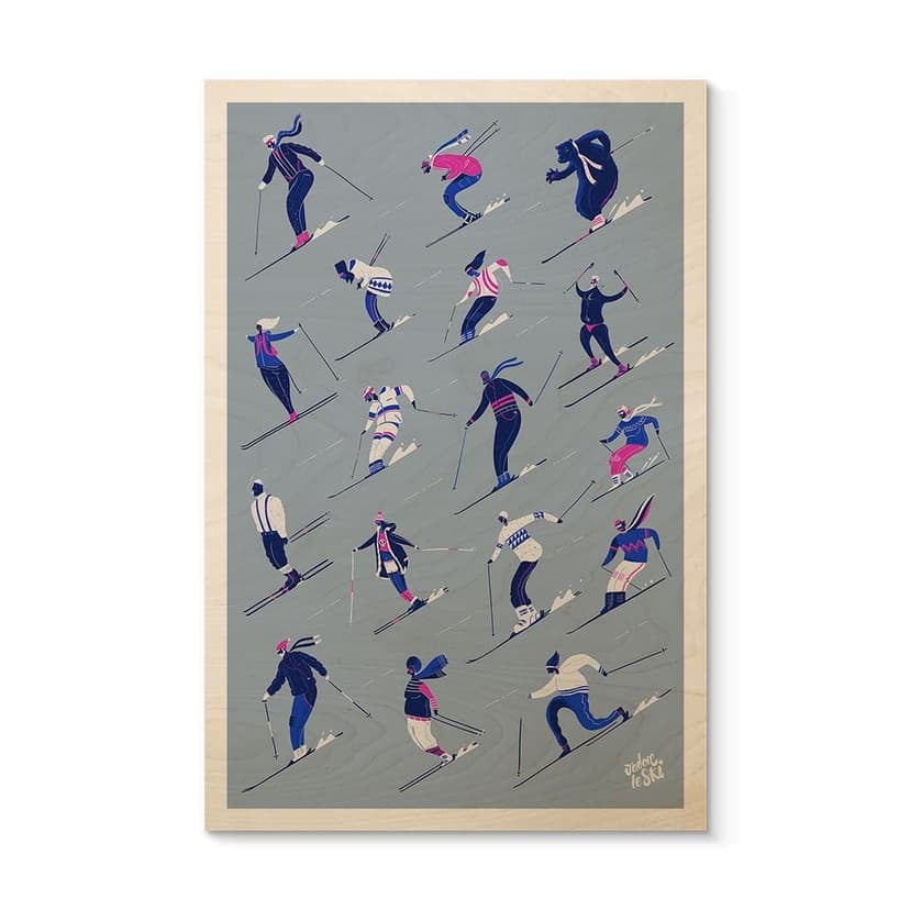 Stampa su legno Sciare in inverno - Harrison