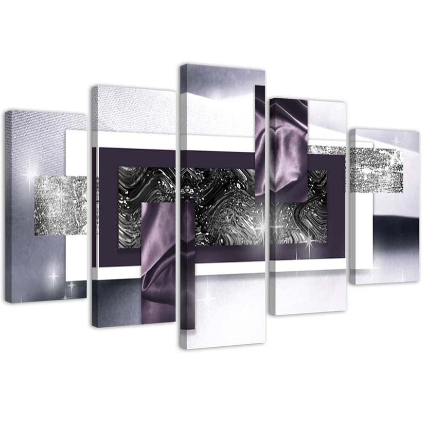 Stampa su tela 5 pezzi Astratto grigio viola