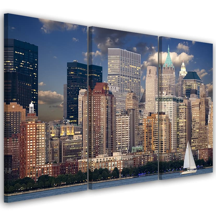 Stampa su tela 3 pezzi, panorama di New York City