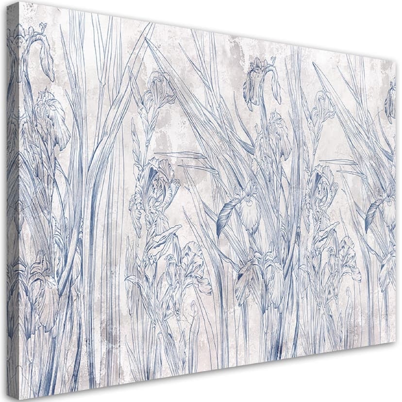 Stampe su tela, Fiore di iris contorno blu