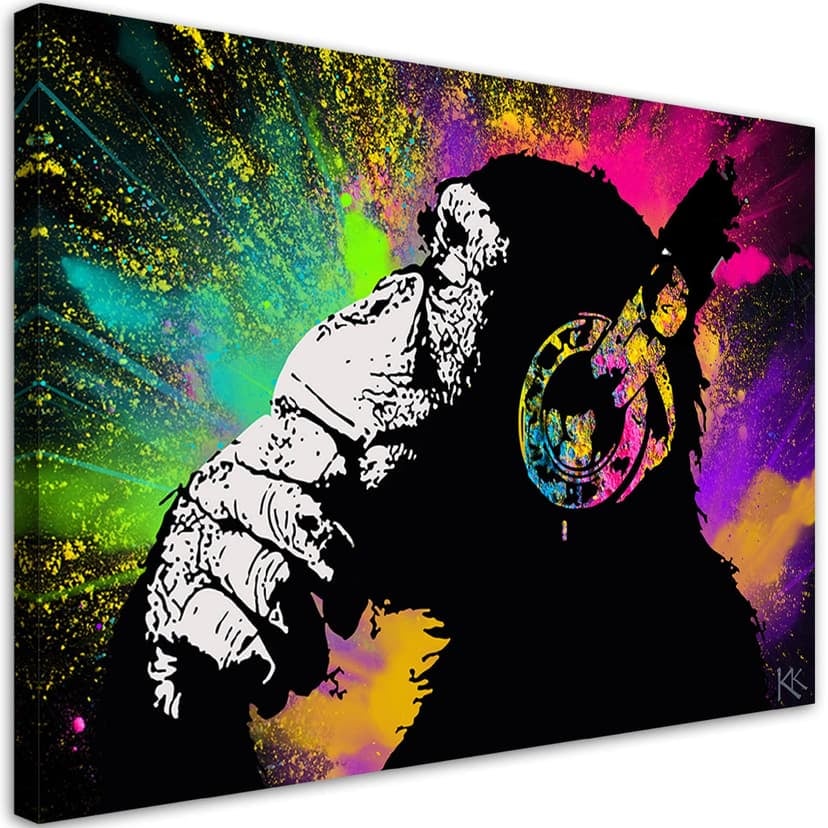 Stampe su tela, Banksy scimmia colorata