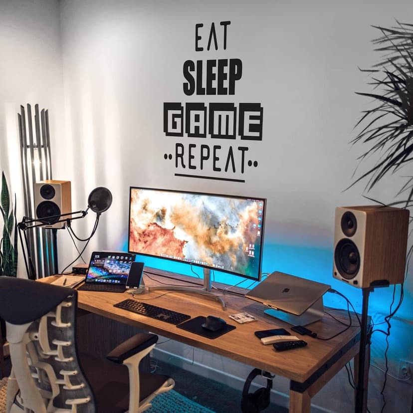Adesivo murale Eat sleep game repeat