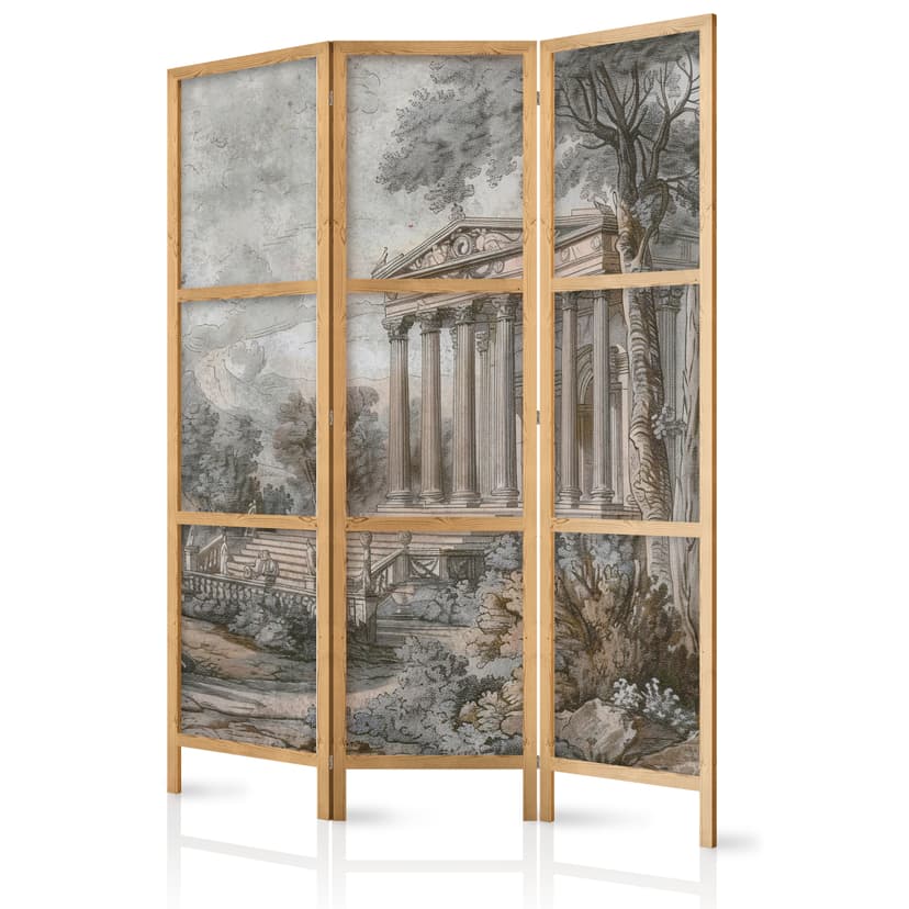 Japanischer Paravent Raumteiler - Antique Landscape, 3-teilig