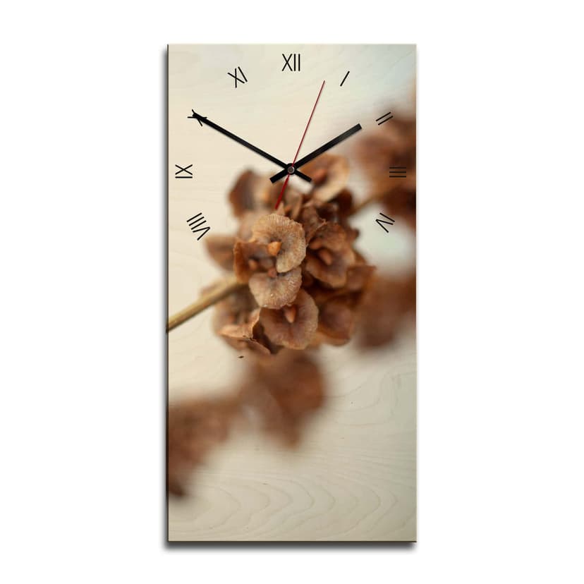 Orologio in legno - Fiori autunnali