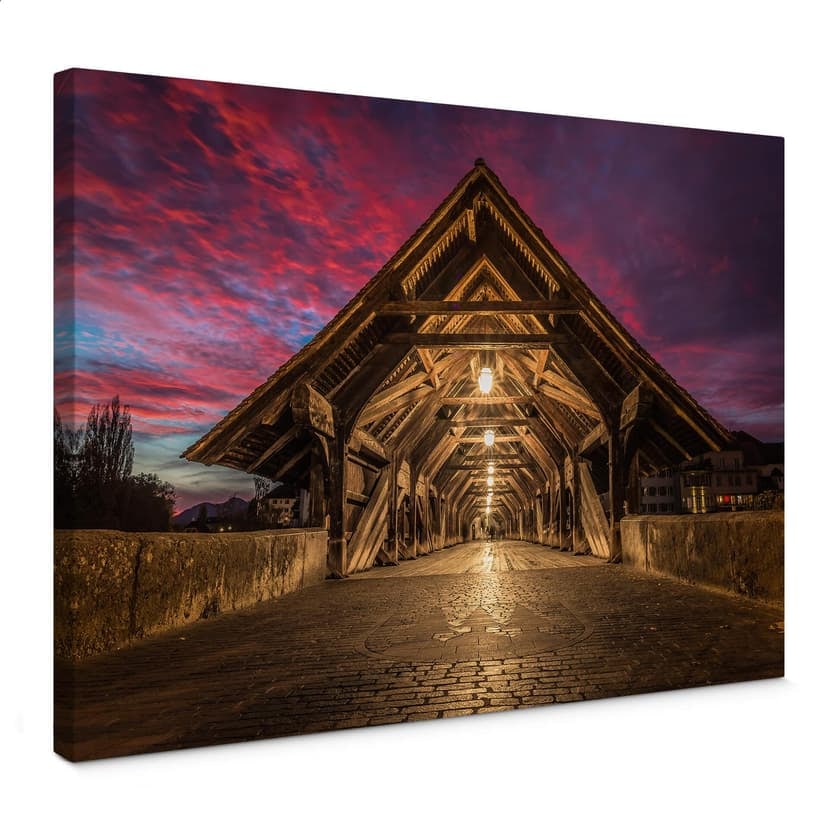 Stampa su tela Huber - Old Wooden Bridge